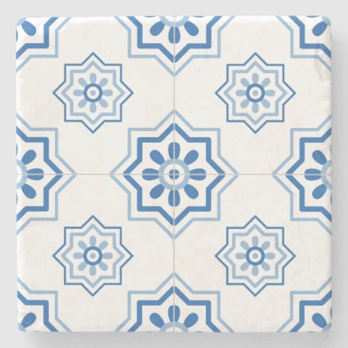 Vintage Portuguese Azulejo BLUE Tile Pattern Stone Coaster