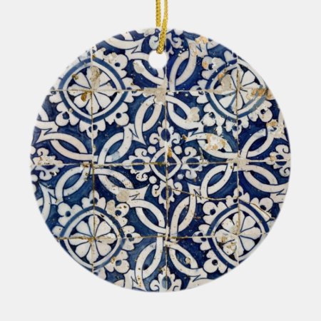 Vintage Portuguese Azulejo Ceramic Ornament