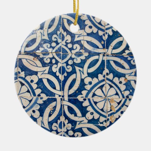 Vintage portuguese azulejo ceramic ornament