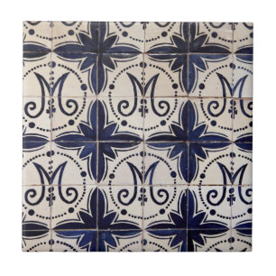 Vintage portuguese azulejo ceramic tile