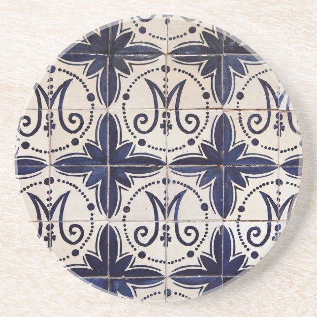 Vintage portuguese azulejo drink coaster (Front)