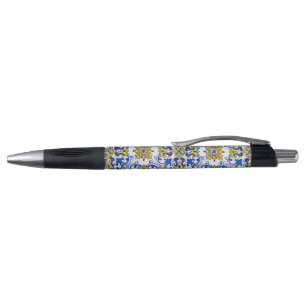 Vintage Portuguese Azulejo Pattern Pen