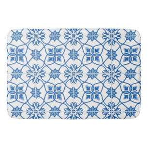 Vintage Portuguese Azulejo Tile Pattern Bathroom Mat