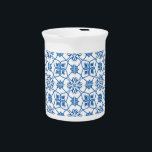 Vintage Portuguese Azulejo Tile Pattern Beverage Pitcher<br><div class="desc">Vintage Portuguese Azulejo Tile Pattern Azulejo is a form of Spanish and Portuguese painted tin-glazed ceramic tilework. Azulejos are found on the interior and exterior of churches, palaces, ordinary houses, schools, and nowadays, restaurants, bars and even railways or subway stations.They still constitute a major aspect of Portuguese architecture as they...</div>