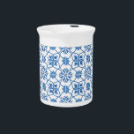 Vintage Portuguese Azulejo Tile Pattern Beverage Pitcher<br><div class="desc">Vintage Portuguese Azulejo Tile Pattern Azulejo is a form of Spanish and Portuguese painted tin-glazed ceramic tilework. Azulejos are found on the interior and exterior of churches, palaces, ordinary houses, schools, and nowadays, restaurants, bars and even railways or subway stations.They still constitute a major aspect of Portuguese architecture as they...</div>