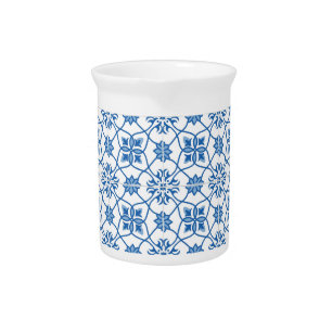 Vintage Portuguese Azulejo Tile Pattern Beverage Pitcher