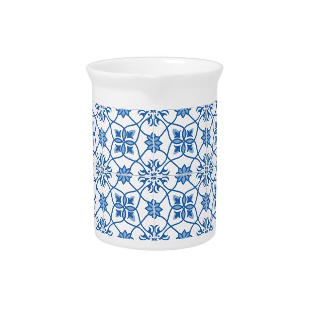 Vintage Portuguese Azulejo Tile Pattern Beverage Pitcher (Front)