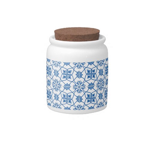 Vintage Portuguese Azulejo Tile Pattern Candy Jar