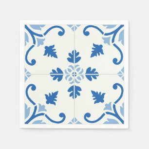 Vintage Portuguese Azulejo Tile Pattern Napkins