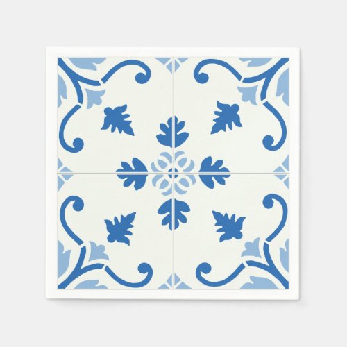 Vintage Portuguese Azulejo Tile Pattern Napkins