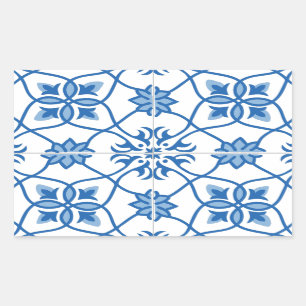 Vintage Portuguese Azulejo Tile Pattern Rectangular Sticker
