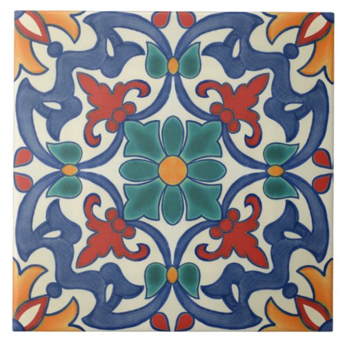 Vintage Portuguese Azulejos Pattern Ceramic Tile