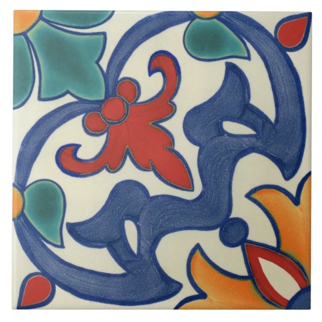 Vintage Portuguese Azulejos Pattern Ceramic Tile (Front)