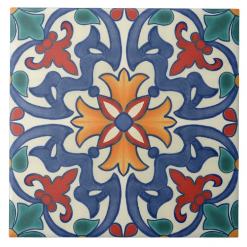 Vintage Portuguese Azulejos Pattern Ceramic Tile