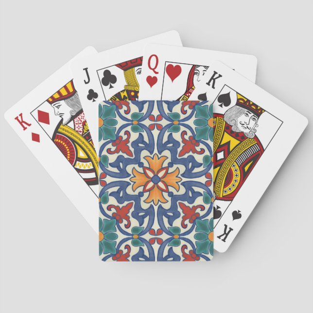 Vintage Portuguese Azulejos Pattern Poker Cards (Back)