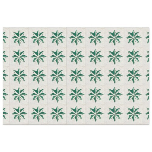 Vintage Portuguese Azulejos Star Green Decoupage Tissue Paper