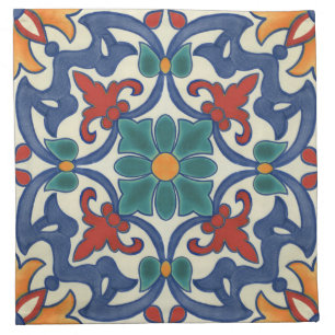 Vintage Portuguese Azulejos Tile Pattern Cloth Napkin