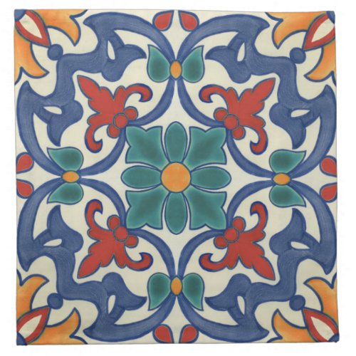 Vintage Portuguese Azulejos Tile Pattern Cloth Napkin
