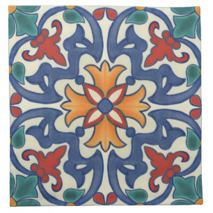 Vintage Portuguese Azulejos Tile Pattern Cloth Napkin