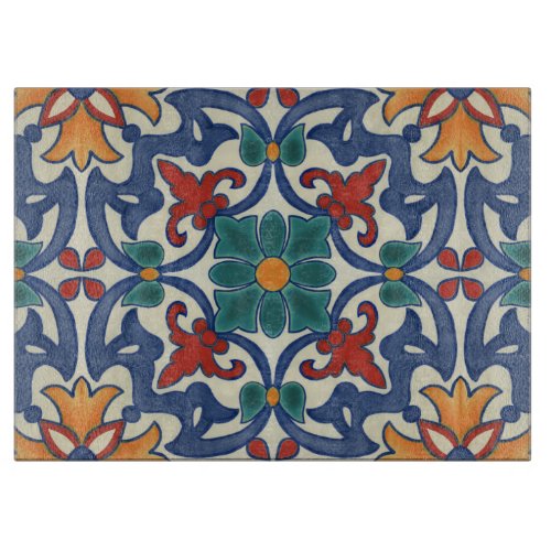 Vintage Portuguese Azulejos Tile Pattern Cutting Board
