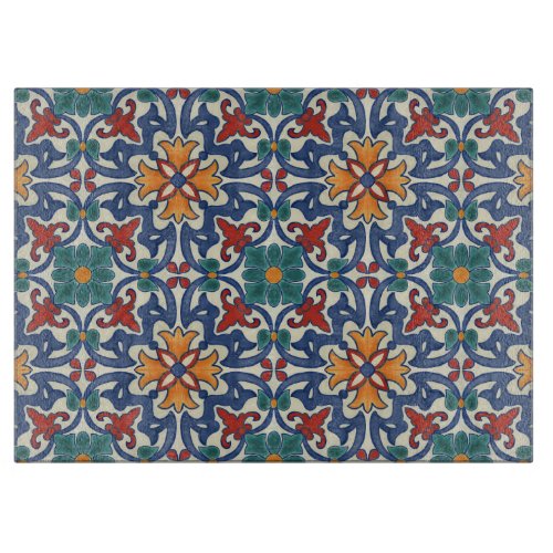 Vintage Portuguese Azulejos Tile Pattern Cutting Board