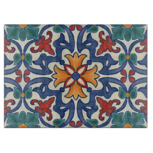 Vintage Portuguese Azulejos Tile Pattern Cutting Board