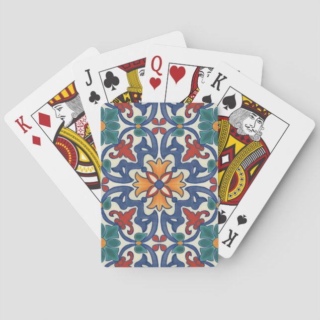 Vintage Portuguese Azulejos Tile Pattern Poker Cards (Back)