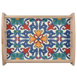 Vintage Portuguese Azulejos Tile Pattern Serving Tray