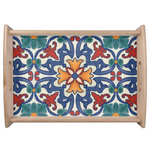 Vintage Portuguese Azulejos Tile Pattern Serving Tray