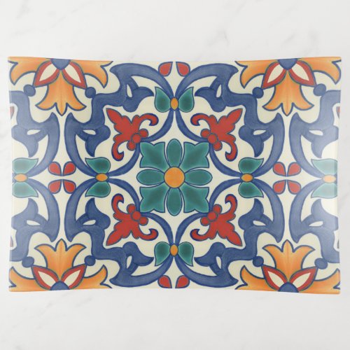 Vintage Portuguese Azulejos Tile Pattern Trinket Tray
