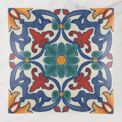Vintage Portuguese Azulejos Tile Pattern Trinket Tray