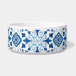 Vintage Portuguese Blue Azulejos Tile Pattern Bowl<br><div class="desc">Blue watercolor portuguese azulejos ceramic tiles pattern on a white background.</div>