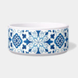 Vintage Portuguese Blue Azulejos Tile Pattern Bowl<br><div class="desc">Blue watercolor portuguese azulejos ceramic tiles pattern on a white background.</div>