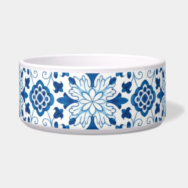 Vintage Portuguese Blue Azulejos Tile Pattern Bowl (Front)