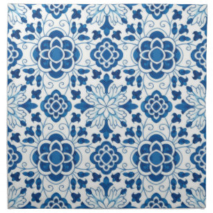 Vintage Portuguese Blue Azulejos Tile Pattern Cloth Napkin