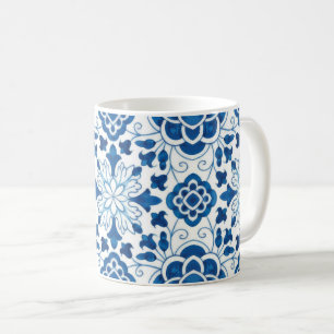 Vintage Portuguese Blue Azulejos Tile Pattern Coffee Mug