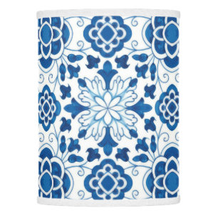 Vintage Portuguese Blue Azulejos Tile Pattern Lamp