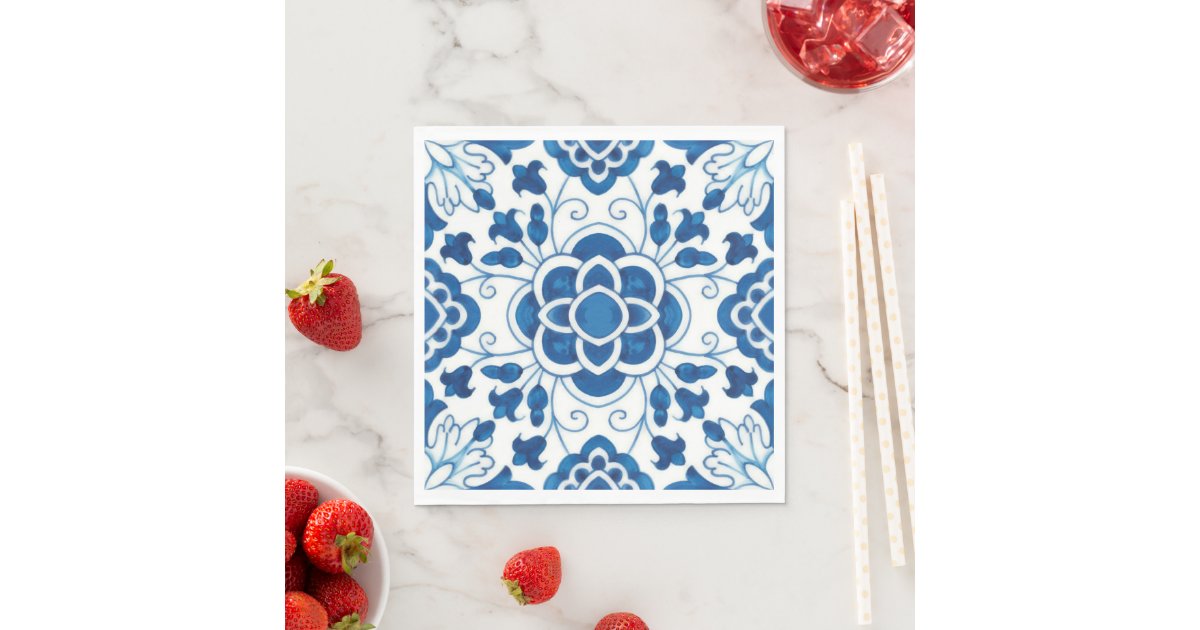 Vintage Portuguese Blue Azulejos Tile Pattern Napkins Zazzle