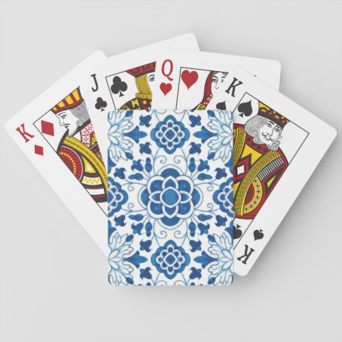 Vintage Portuguese Blue Azulejos Tile Pattern Poker Cards