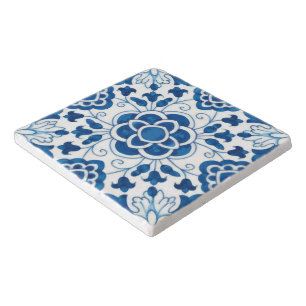 Vintage Portuguese Blue Azulejos Tile Pattern Trivet