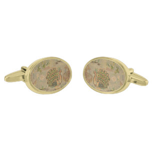  Vintage Portuguese Peacock Pattern Cufflinks