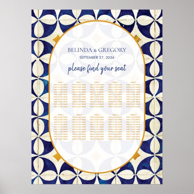 Vintage Portuguese Wedding Seating Chart (Front)