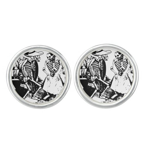 Vintage Posada Mexican Skeleton Dance Cufflinks