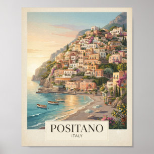 Vintage Positano Italy Travel Poster 