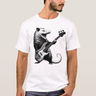 Vintage Possum Opossum Guitarist Rock Metal Bass T-Shirt
