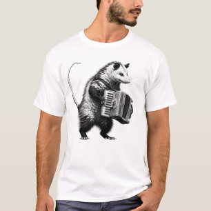 Vintage Possum Opossum Playing Accordion T-Shirt