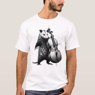 Vintage Possum Opossum Playing Cello Cellist T-Shirt