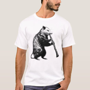 Vintage Possum Opossum Playing Clarinet T-Shirt