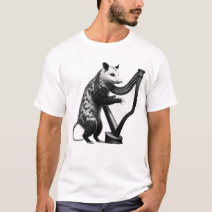 Vintage Possum Opossum Playing Harp Harpist Harp T-Shirt