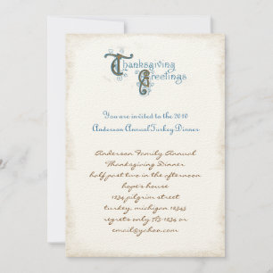 Vintage Post Card Thanksgiving Harvest Invitations